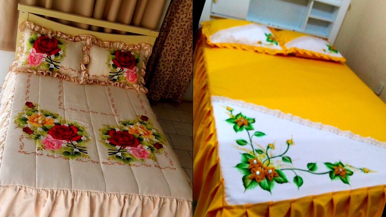 Top Class Hand Embroidery Bed Sheet Collection Embroidery Pattern For Bedsheet Hand Embroidery