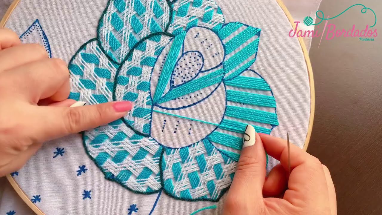 166. Bordado Fantasía Rosa 4 / Hand Embroidery Rose 🌹 with Fantasy Stitch