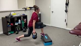 Split Squat Holds with Isometric Calf Raise and KB Pass