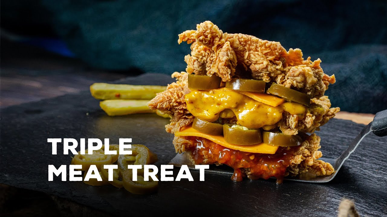 Triple Meat treat burger at De Chicken Licken