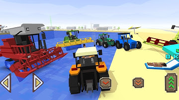 Blocky Tractor and Farm & Racing - We take the tractors to wash them in the pool Android / Ios 4K