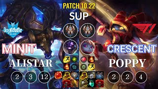 hyF Minit Alistar vs T1 Crescent Poppy Sup - KR Patch 10.22