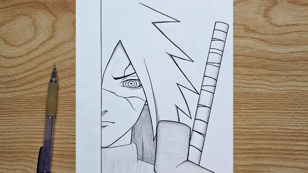Easy anime half face drawing | How to draw Madara Uchiha step by step | Madara from Naruto tutorial