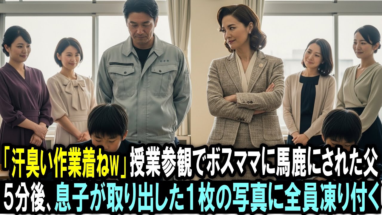 「汗臭い作業着ねw」授業参観でボスママに馬鹿にされた父　５分後、息子が取り出した１枚の写真に全員が凍り付いた…