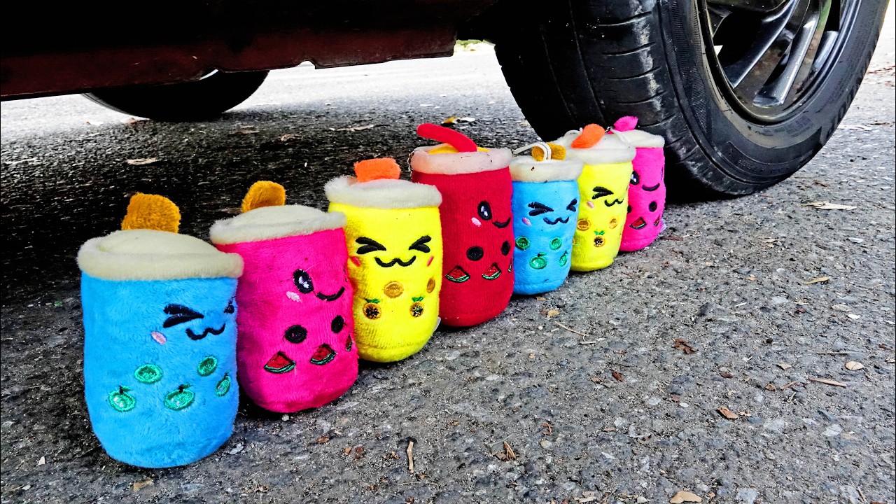 CRUSHING CRUNCHY & SOFT THINGS BY CAR | Experimen colorful boba dolls vs car #asmr #experimnent