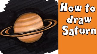 HOW TO DRAW SATURN Step by Step Drawing Tutorial for Kids. Guided easy planet with rings drawing
