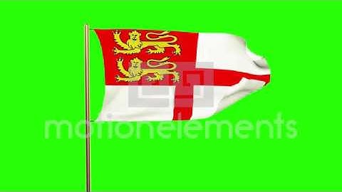 Sark Flag Waving In The Wind. Green Screen, Alpha Matte. Loopable Animation Stock Animation