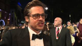 Fury: Brad Pitt "Don ´Wardaddy´ Collier" London Movie Premiere Interview | ScreenSlam