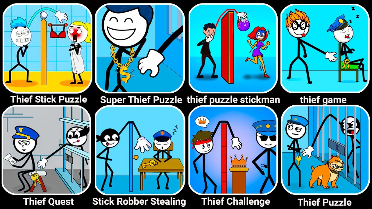 Thief Challenge, Super Thief, Thief Puzzles, Thief Quest Puzzle, Stick Robbery, Thief Game...