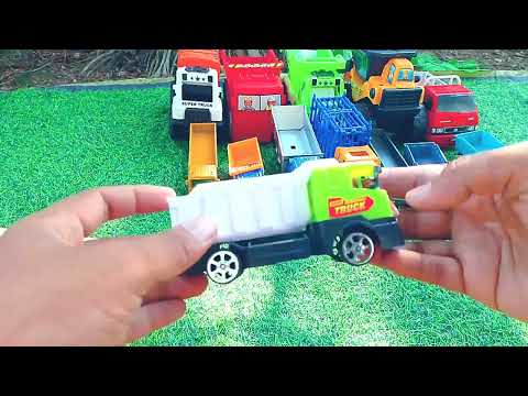 Marble Run Race ☆ HABA Slope & Retro Makita Truck, Excavator, Garbage Truck, Dump Truck,
