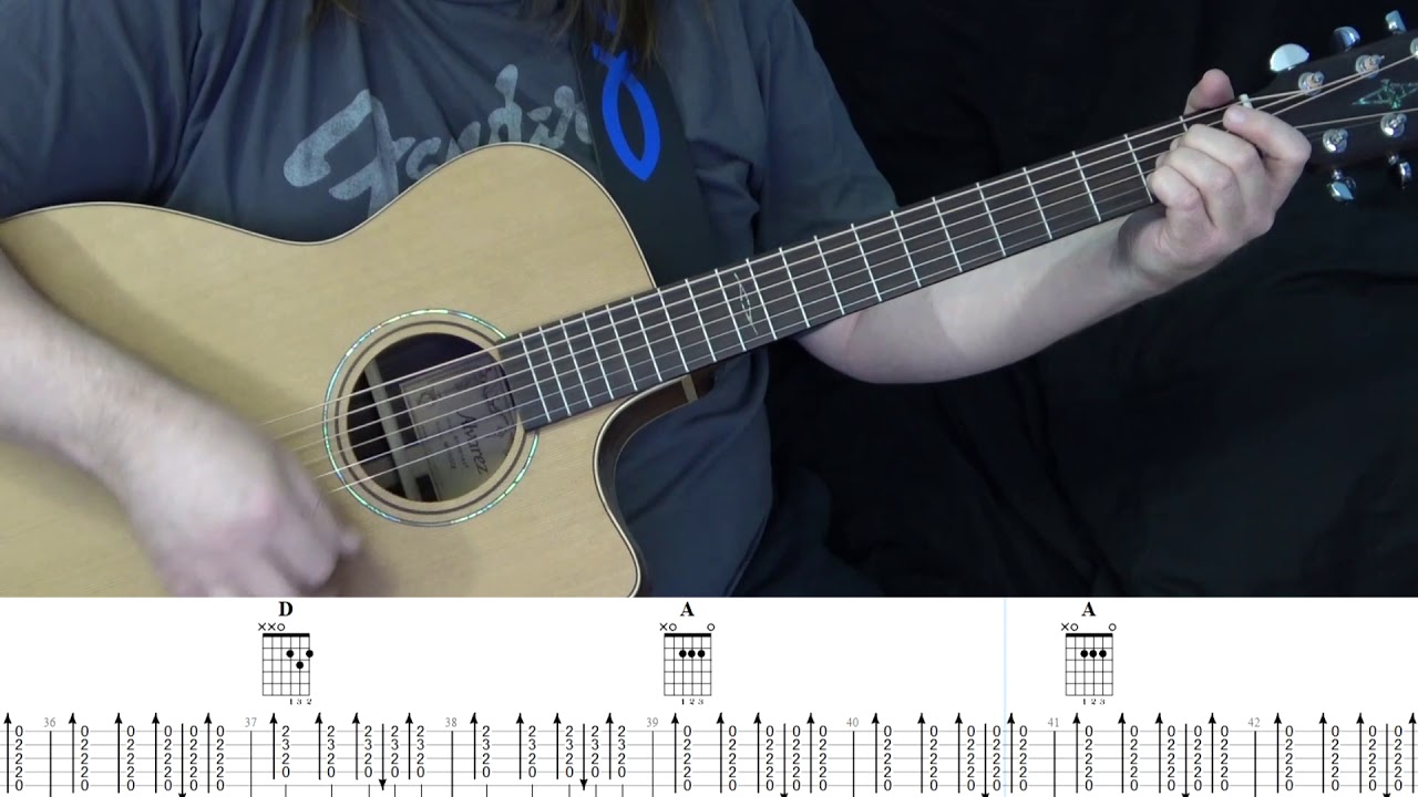 Neon Moon Acoustic Guitar Chords with Performance and Tab.