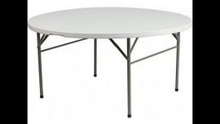 Bi Fold Granite White Plastic Folding Table 60  Round