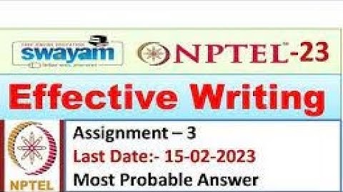 Effective Writing  | Week 3 Quiz | Assignment 3 Solution | NPTEL | SWAYAM 2023