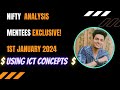 Nifty prediction and pre analysis for 1st january 2024