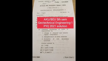 AKU//BEU 5th sem// Geotechnical Engineering-1 PYQ 2021 solution//Part -A