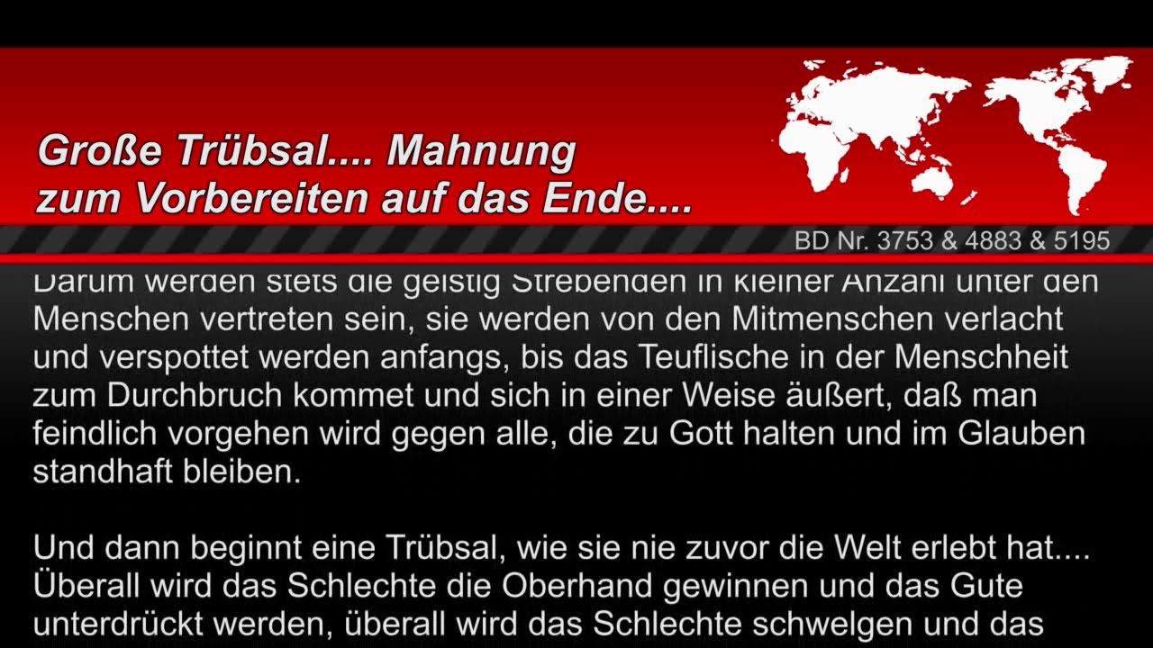 Große Trübsal - Mahnung zur Vorbereitung auf das Ende ...