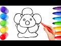 How To Draw cute cartoon character Drawing, Painting &amp; Coloring For Kids and Toddlers_ Child Art 🐋🌈🎨