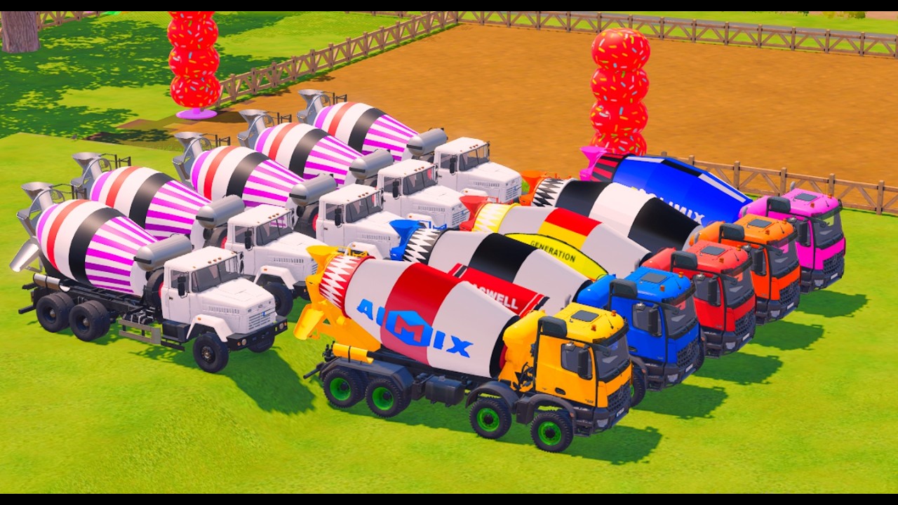 Garage With Colors | FIVE MIXER TRUCKS GO TO THE COLORFUL GARAGE | FARMING SIMULATOR 22 | FS22