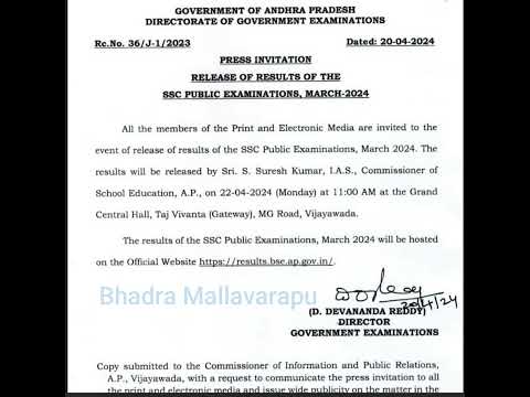 AP 10th Class 2024 Results Released on 22.04.2024 11.00 AM #sscresults2024 #ap10thresults