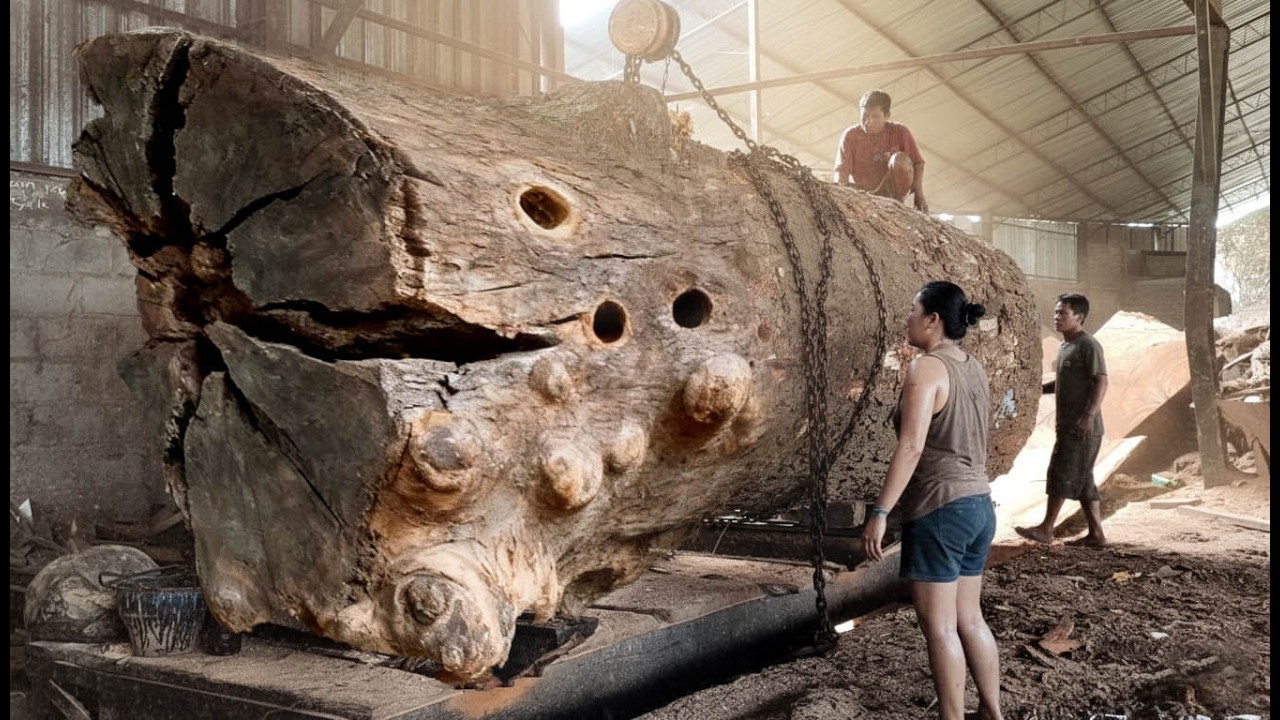 SPLITTING TREMBESI WOOD‼️Becoming Art at a Sydney Sawmill🌲