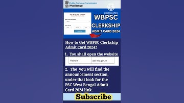 WBPSC Clerkship Admit Card 2024 #shorts #maths