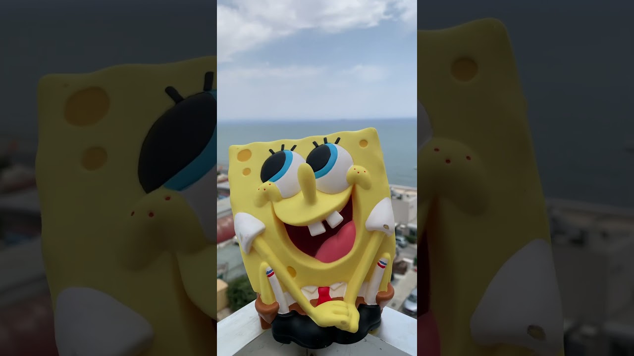 Spongebob Squarepants Money Box Bank Bullyland Hand Painted Viacom Being Shy Figurine 