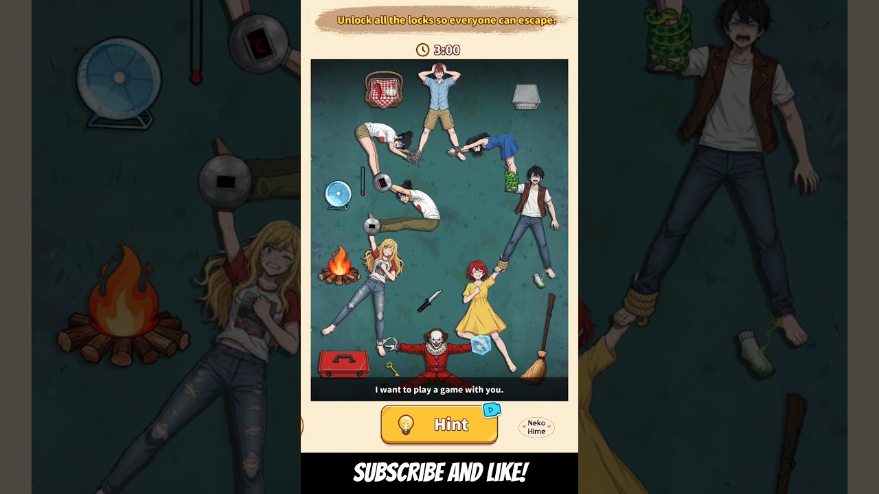 Brain Puzzle 2: Logic Twist - Level 111: Unlock and escape - Unlock all the locks so everyone can es