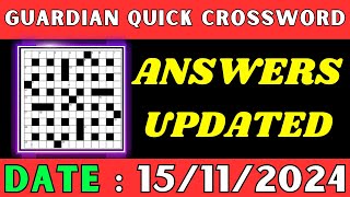 Guardian Quick Crossword Answers Today November 15 | Solved Quick crossword No 17014