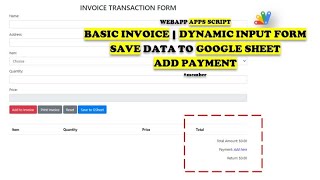 WebApp Apps Script - INVOICE | Dynamic Input | Save to Google Sheet | Add PAYMENT (Member)