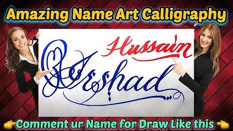 Irshad Hussain Name Signature Calligraphy Status | How to Draw, Cursive Calligraphy with Cut Marker