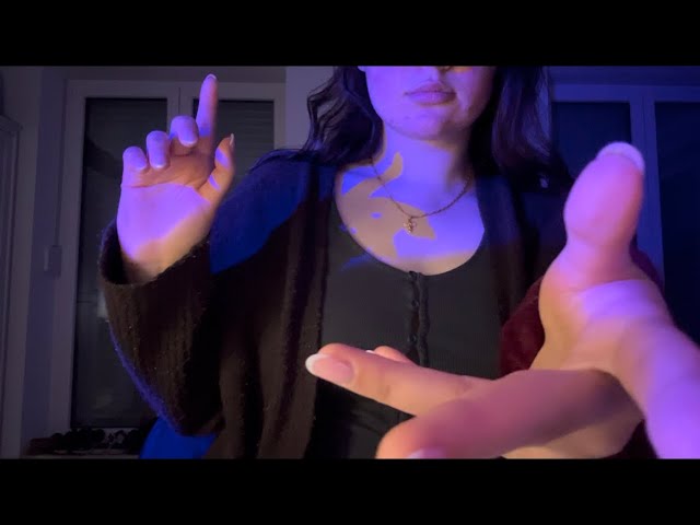ASMR tingly trigger words + hand movements (mouth sounds, semi fast) 🤍