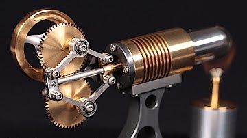 Stirling Hot Air Engine with Rhombic Drive | 100 fps slow motion