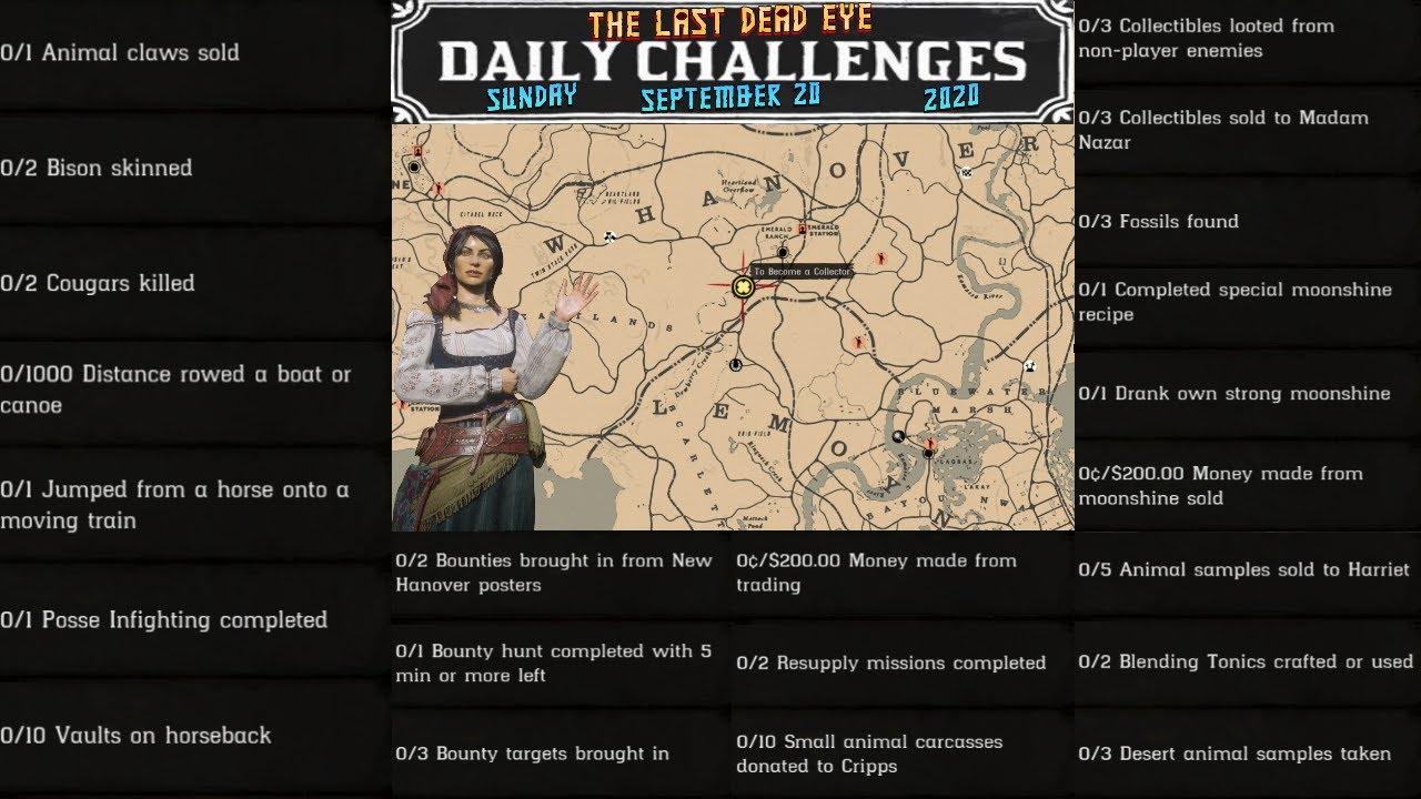 Daily Challenges Madam Nazar Animal Claw Bison Cougar Locations RDR2 Red Dead Online 9 20 20 