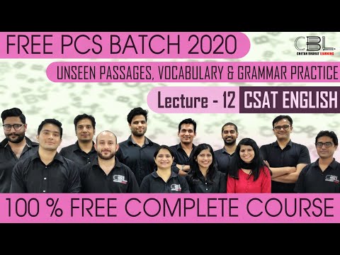 LECTURE - 12 | ENGLISH CLASSES FOR CSAT PPSC PCS COURSE | COACHING FROM BEST INSTITUTE ONLINE || - LECTURE - 12 | ENGLISH CLASSES FOR CSAT PPSC PCS COURSE | COACHING FROM BEST INSTITUTE ONLINE ||