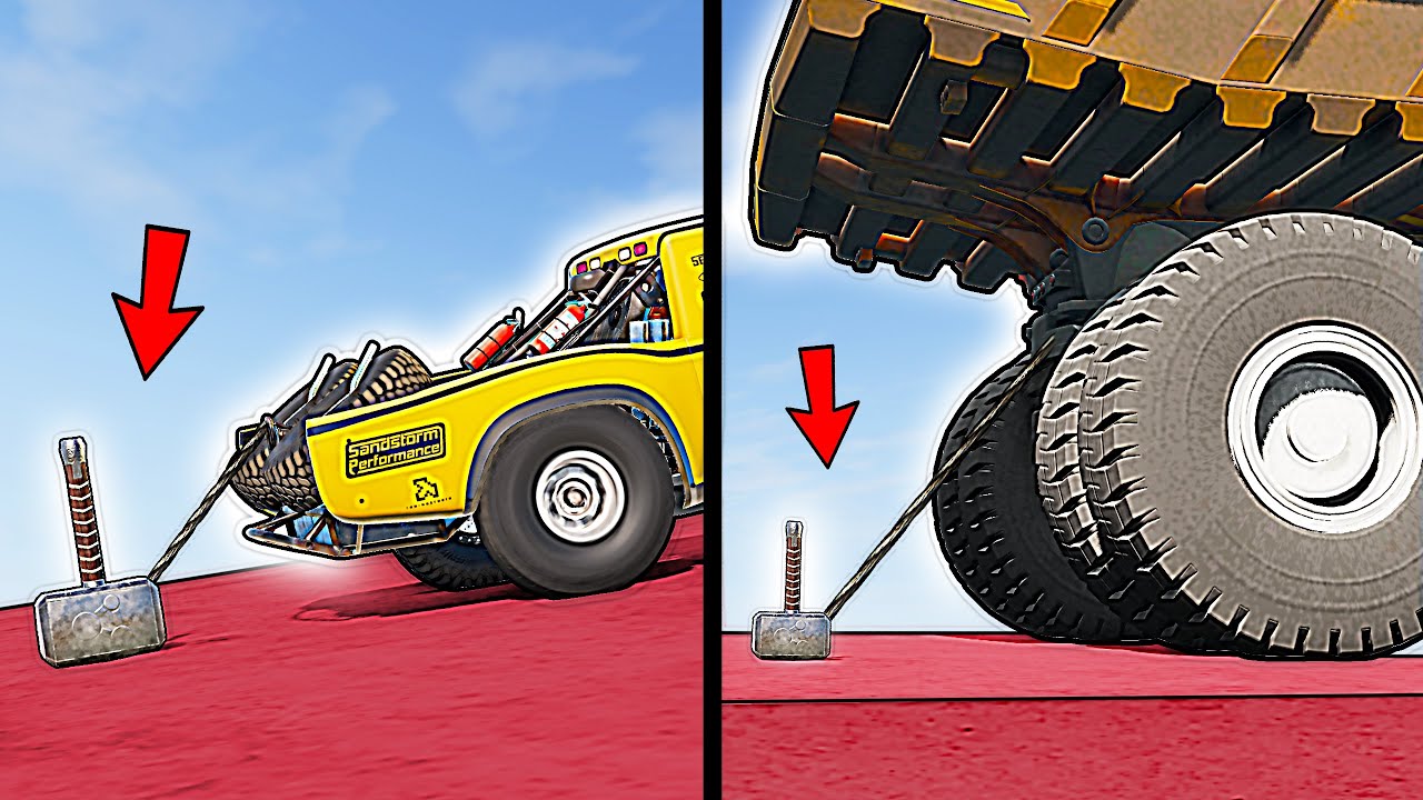 Vehicles VS Thor's hammer in BeamNG.drive