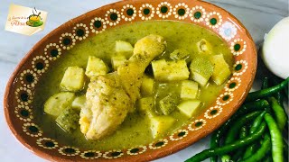 POLLO EN SALSA VERDE con calabazitas  recetas economicas