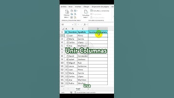 Unir columnas con relleno rápido #excel #curso #rellenorapido #unir #columnas