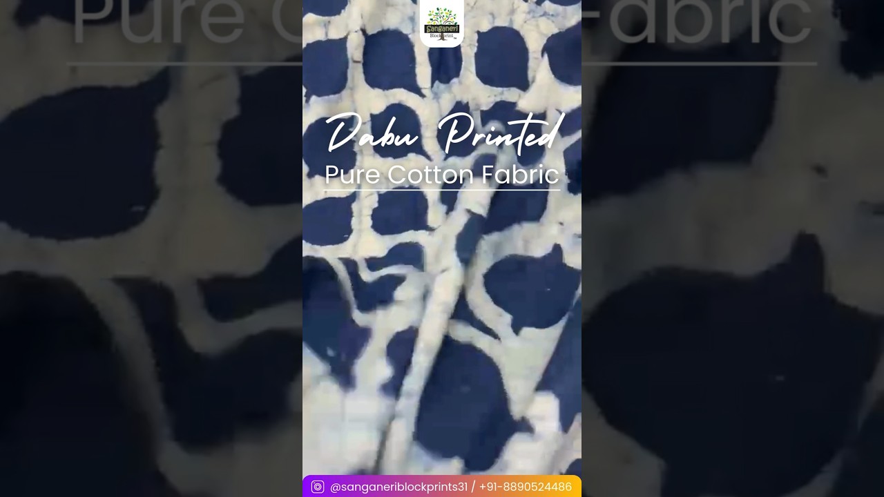 Eco-Friendly Dabu Printed Pure Cotton Fabric, 