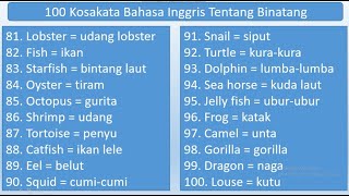 100 Kosakata Bahasa Inggris tentang Binatang dan Artinya | English Vocabulary about Animals