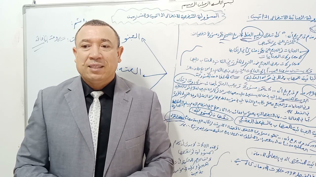 محاضرات في القانون الجنائي العام. حصة اليوم : المسؤولية الجنائية للأشخاص الذاتيين.