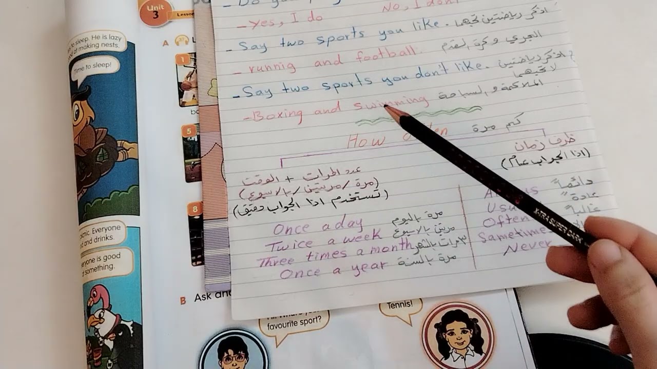 تكملة أسئلة الشفهي إنكليزي | اليونت الثالث | الصف الخامس الابتدائي