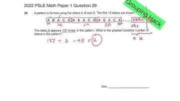 2022 PSLE Math Paper 1 Question 29 Pattern Concept: Grouping Hack