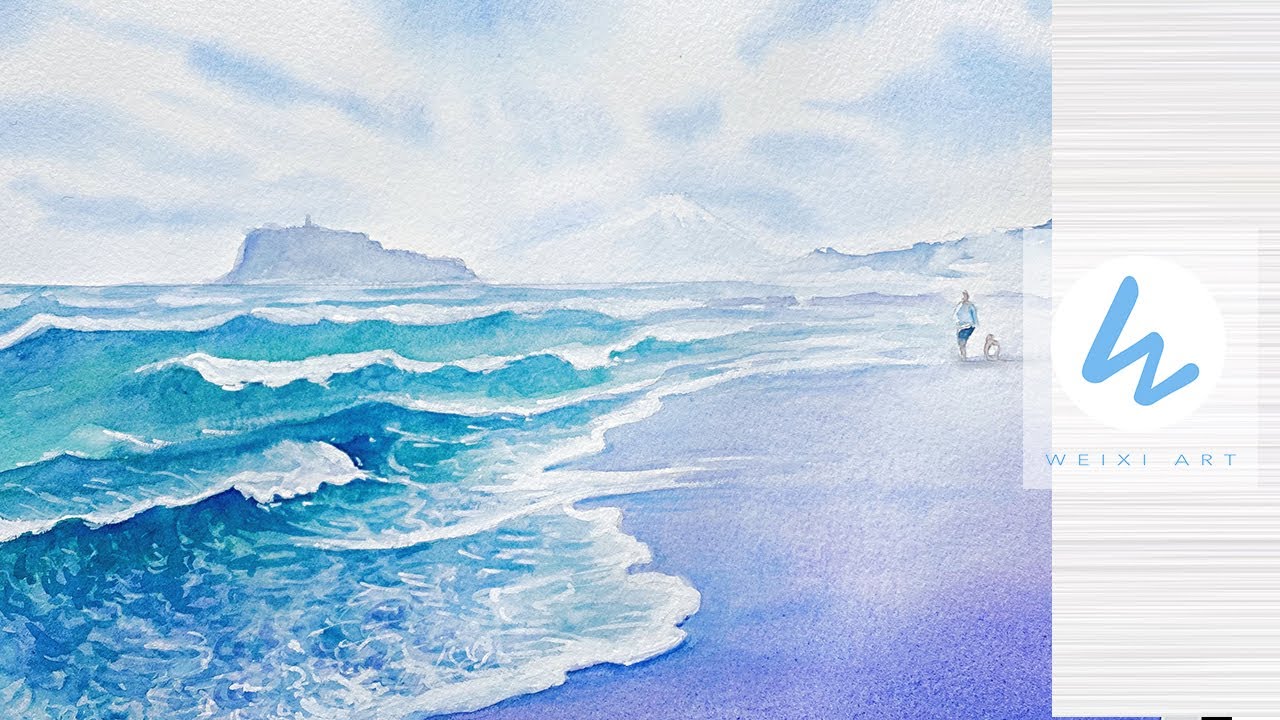 Watercolor painting #18  |  Summer morning beach