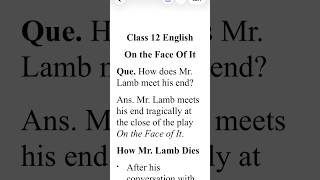 How does Mr. Lamb meet his end? Class 12 English Cbse Exam