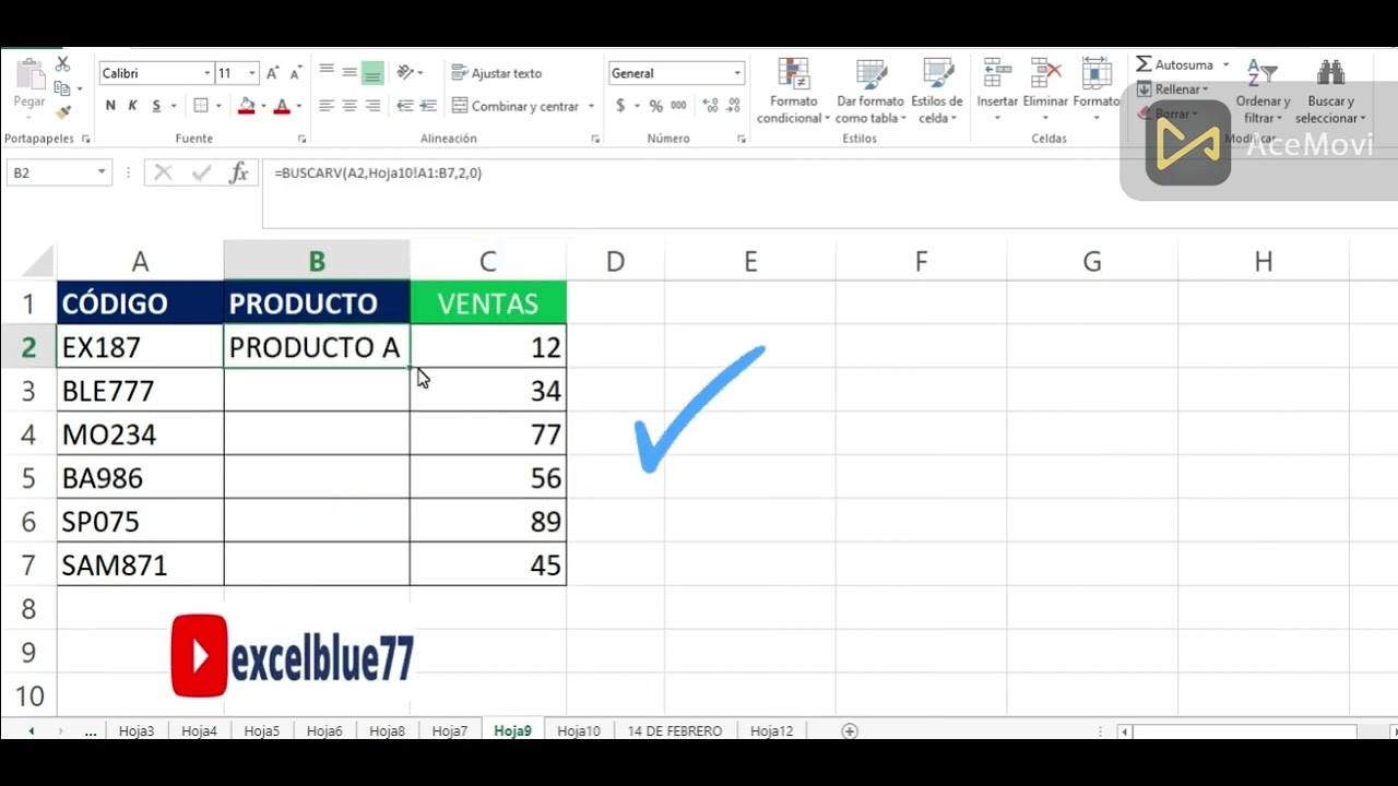 FÓRMULA BUSCARV PARA EXTRAER DATOS DE OTRA HOJA - YouTube