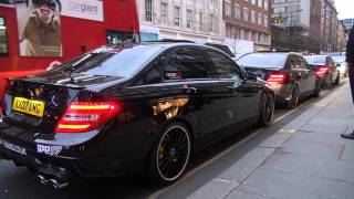 3x Mercedes C63 w/ IPE exhausts! Insane REVS!!