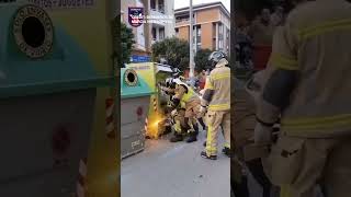 Firefighters rescue man trapped inside clothes donation container