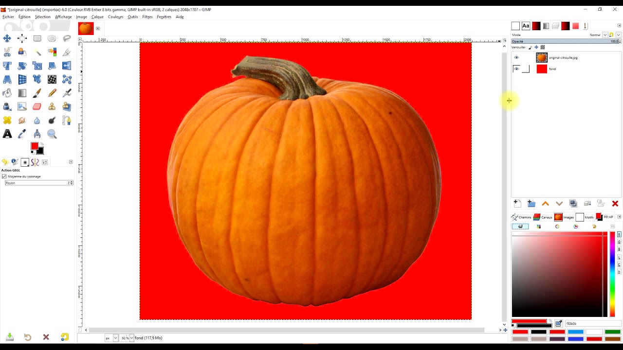 utilisez couleur vers alpha sur une image avec un fond couleur uni comme du blanc dans GIMP