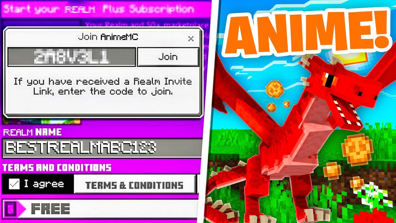 BEST MODDED Anime Realm For MCPE 1.20+ (REALM CODE) | Minecraft Bedrock ...