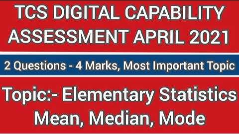 TCS Digital Capability Assessment April 2021 Aptitude Questions | Wings1 | Elementary Statistics